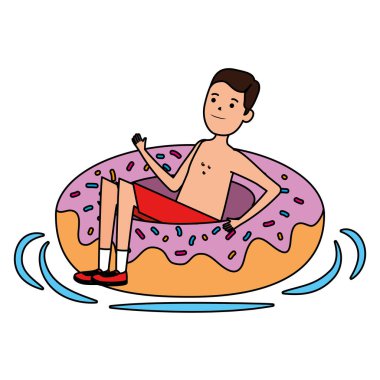 young man with donut float character