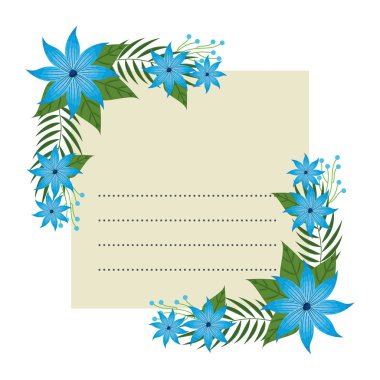 çiçekler ve Leafs dekorasyon ile kartpostal