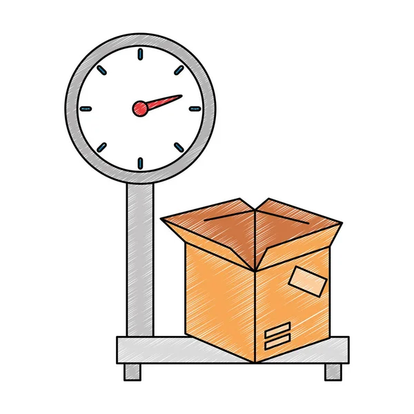 Bilancia misura il peso con il servizio di consegna scatola — Vettoriale Stock