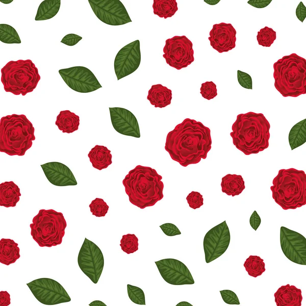 Hermoso patrón de rosas y hojas — Vector de stock
