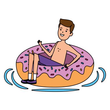 young man with donut float character