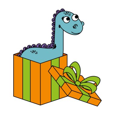 giftbox mevcut sevimli diplodocus
