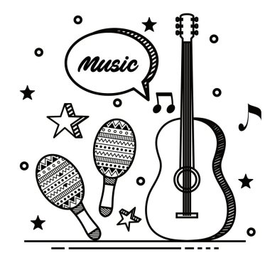 çarakça enstrüman ve sohbet balonu ile yıldız gitar