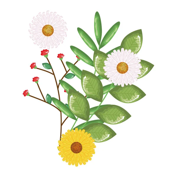 꽃과 잎 정원 장식 — 스톡 벡터