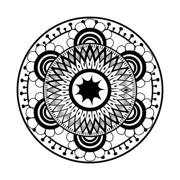 Mandala monocromo y circular — Archivo Imágenes Vectoriales