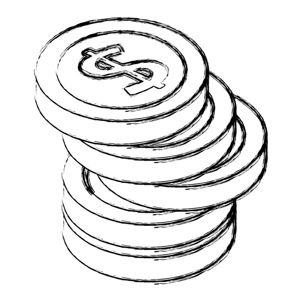 Pile pièces argent isométrique — Image vectorielle
