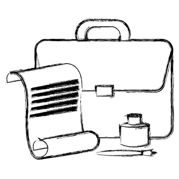 Stylo plume avec bouteille d'encre et portefeuille — Image vectorielle