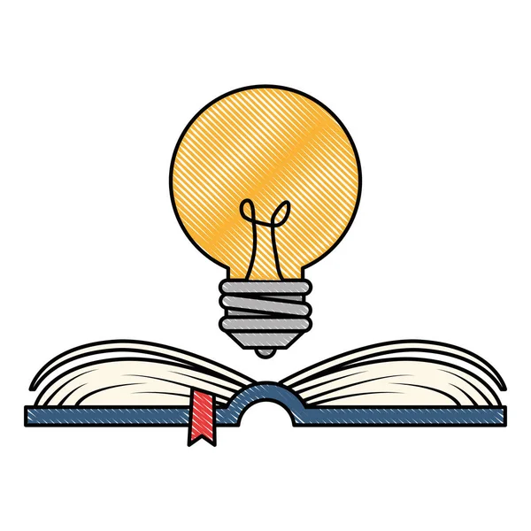 Text book with bulb — Stock Vector