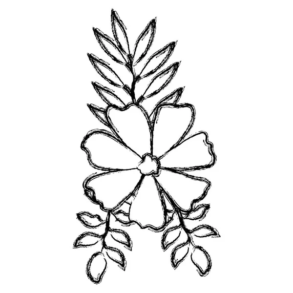 Flor y hojas icono decorativo — Vector de stock