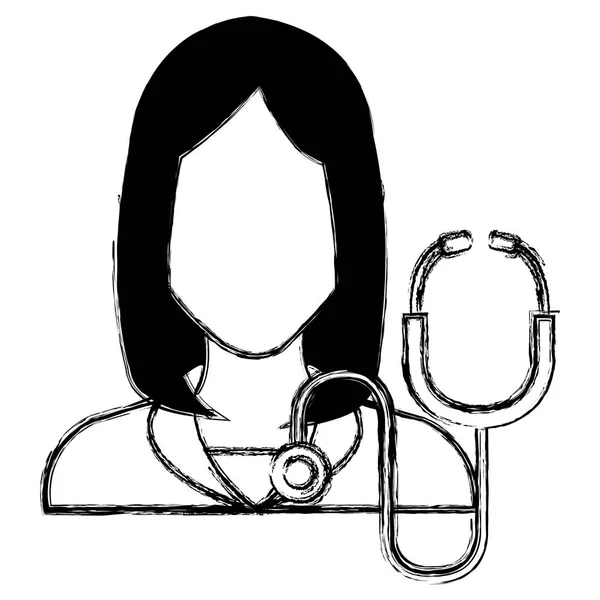 Lääkäri nainen stetoskooppi luonne — vektorikuva