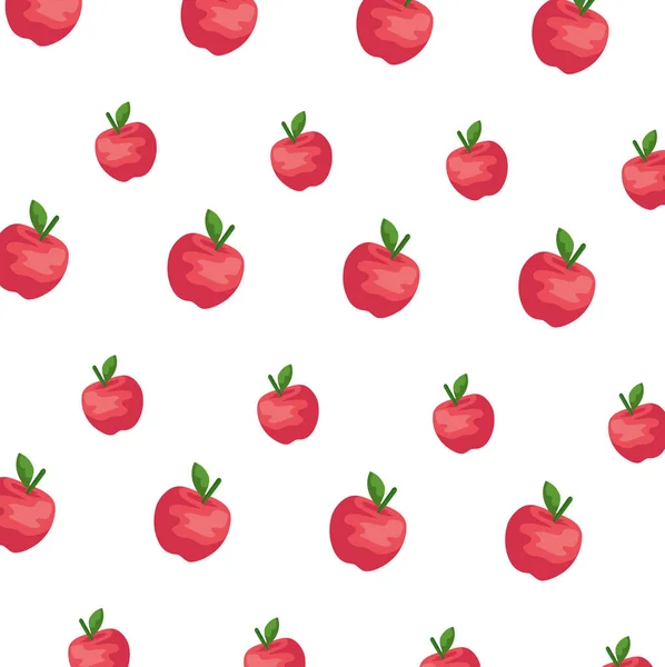 Apples fresh fruits pattern background — Stock Vector