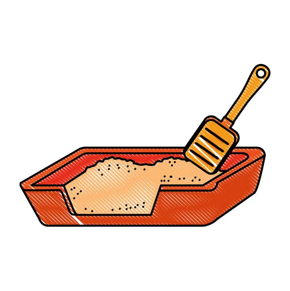 Котяча піщана коробка з лопатою — стоковий вектор