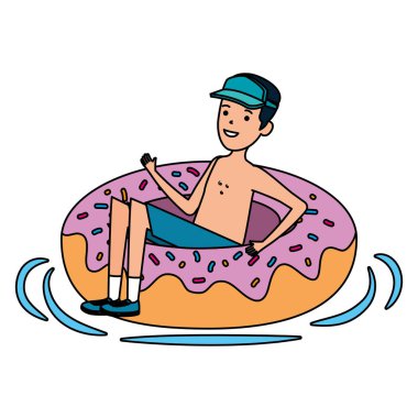 young man with donut float character