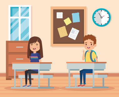 erkek ve kız akademik sınıfta öğrenme