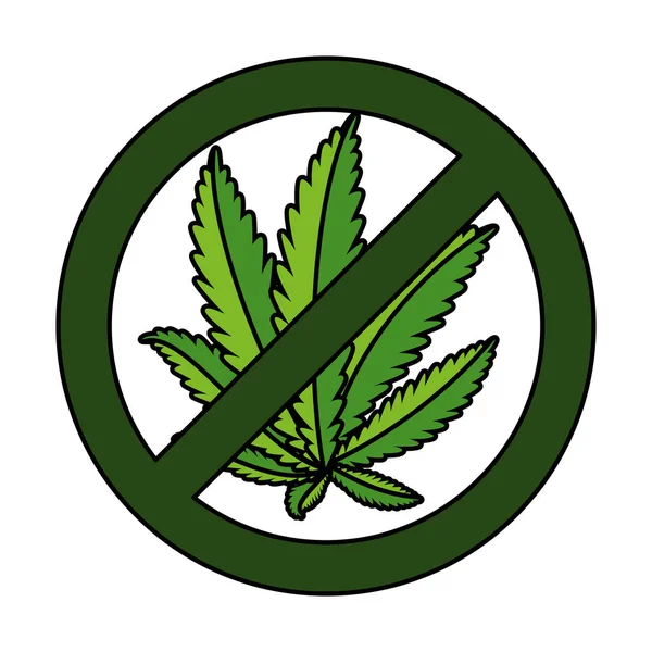 Kannabisz növény Leafs megtagadási szimbólum — Stock Vector
