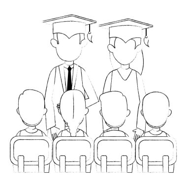 çift öğrenciler sınıf ile mezun