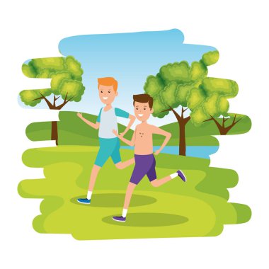 kampta çalışan mutlu atletik çocuklar