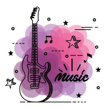 müzik notaları ve yıldız ile elektrik gitar