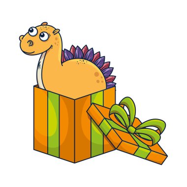 giftbox mevcut sevimli diplodocus