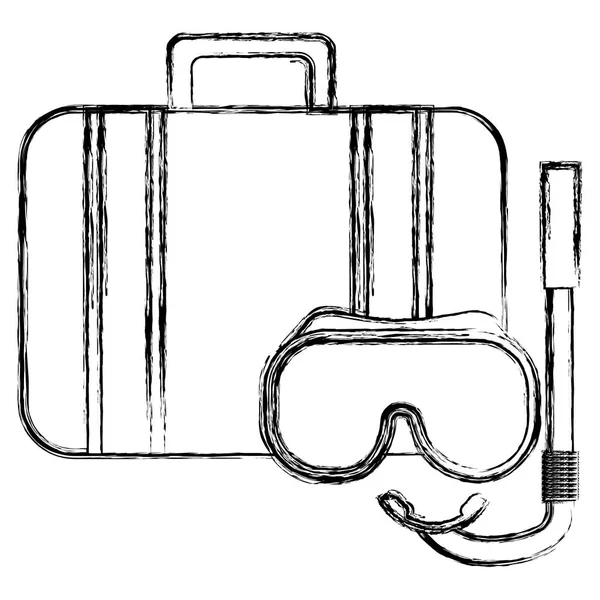 带浮潜面罩的手提箱旅行 — 图库矢量图片