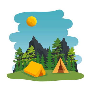 kamp çadırı sahnesi ile kamp bölgesi