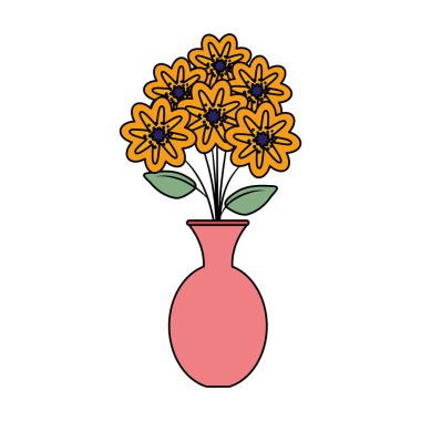 çiçek simgesi vektör illüstrasyon ile vazo