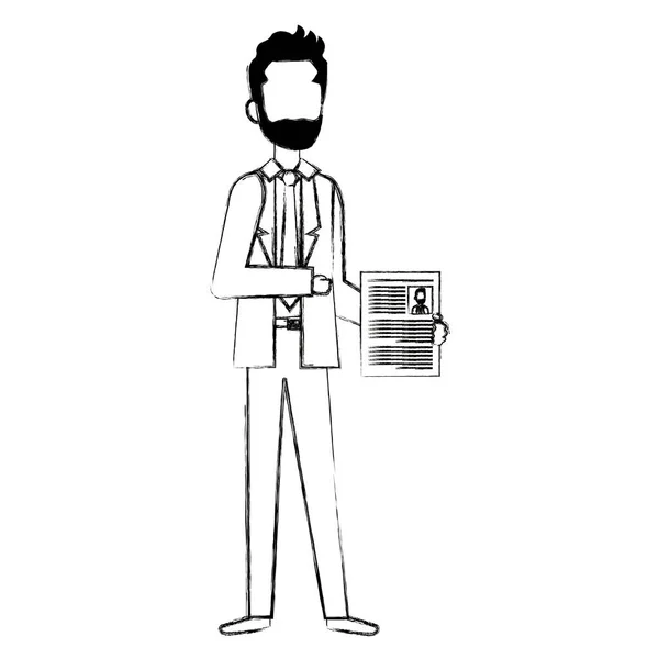 Homme d'affaires avec caractère avatar curriculum — Image vectorielle