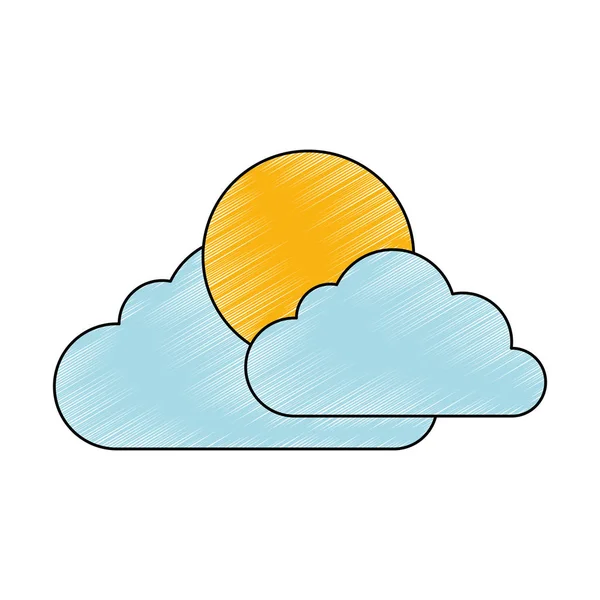 Nube climática con sol — Vector de stock