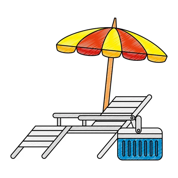 Strandstoel met paraplu — Stockvector