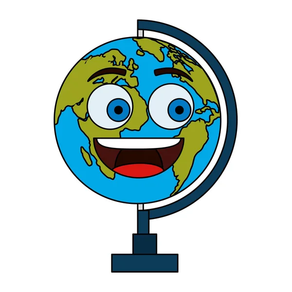 世界地図地球カワイイ漫画のキャラクター — ストックベクタ