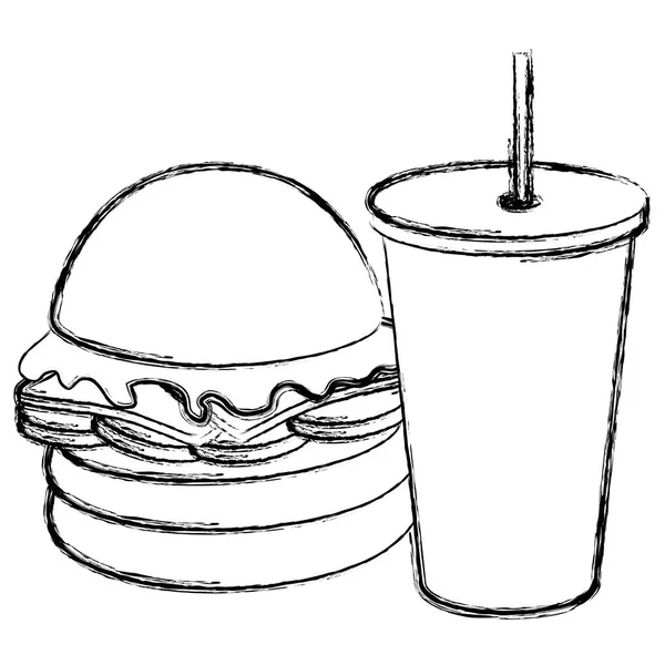 苏打水与美味的快餐 — 图库矢量图片
