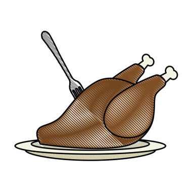 lezzetli tavuk eti ve çatal ile yemek