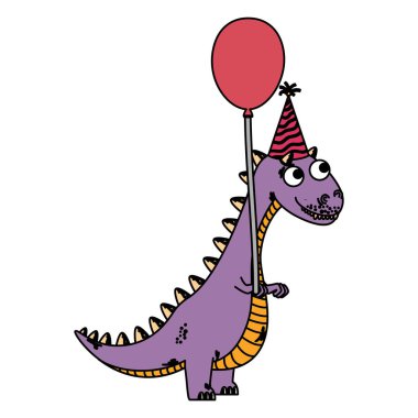 balon helyum ile sevimli tyrannosaurus rex