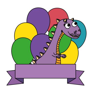 balonlar helyum çerçeve ile sevimli tyrannosaurus rex