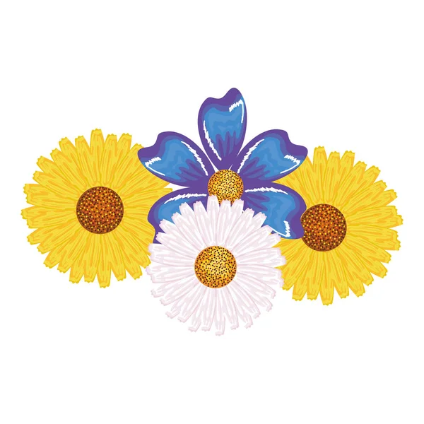 Beautiful flowers decorative icon — Stock Vector