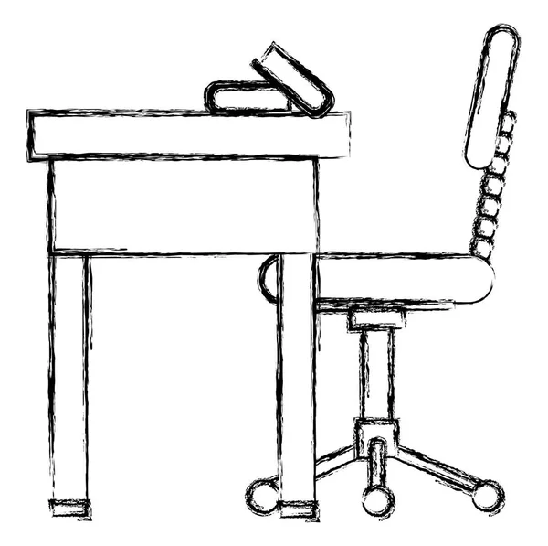 Office arbetsplats med skrivbord och stol scen — Stock vektor