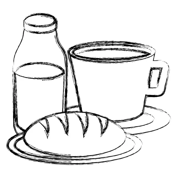 Xícara de café com produto de pastelaria — Vetor de Stock