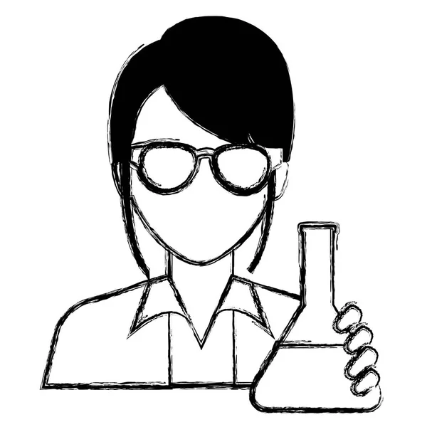 Médecin femme avec flacon test caractère — Image vectorielle