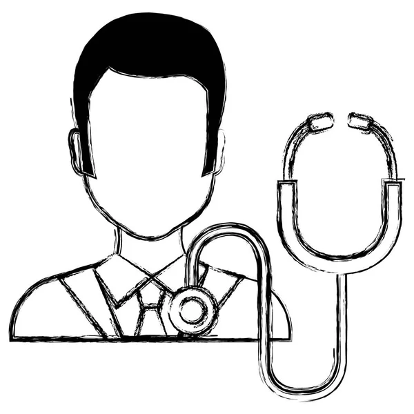 Médico con carácter de estetoscopio — Vector de stock