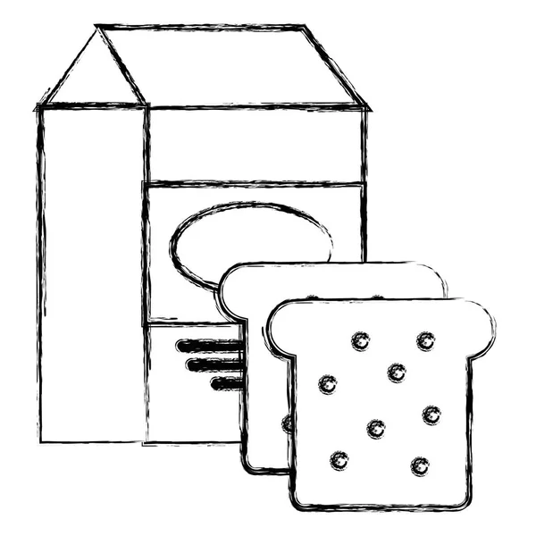 Bread toast with milk box — Stock Vector
