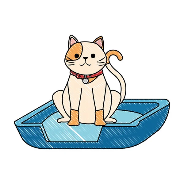 Mascotte de chat mignon dans le personnage du lit — Image vectorielle