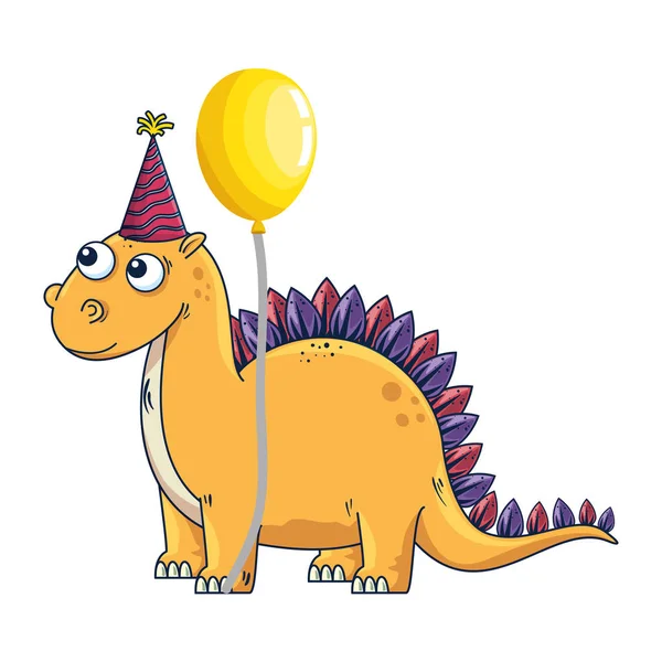 Diplodocus bonito com hélio balão —  Vetores de Stock