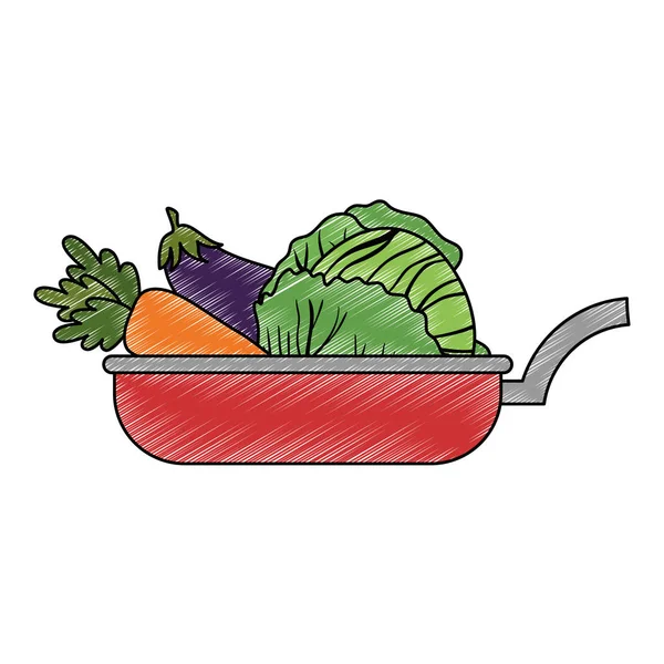 Λαχανικά μαγείρεμα στο τηγάνι της κουζίνας — Διανυσματικό Αρχείο