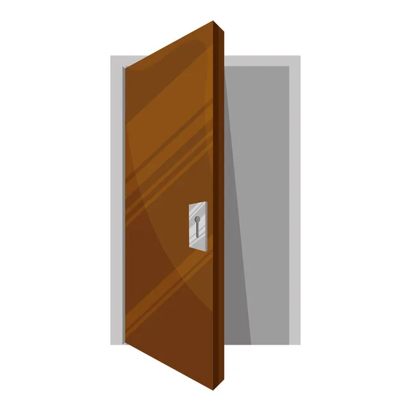 Porta da casa ícone isolado de madeira — Vetor de Stock