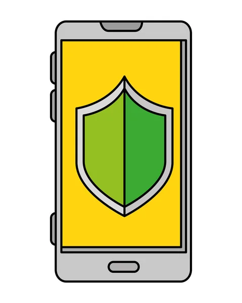 Smartphone mit Schild-Sicherheitssymbol — Stockvektor