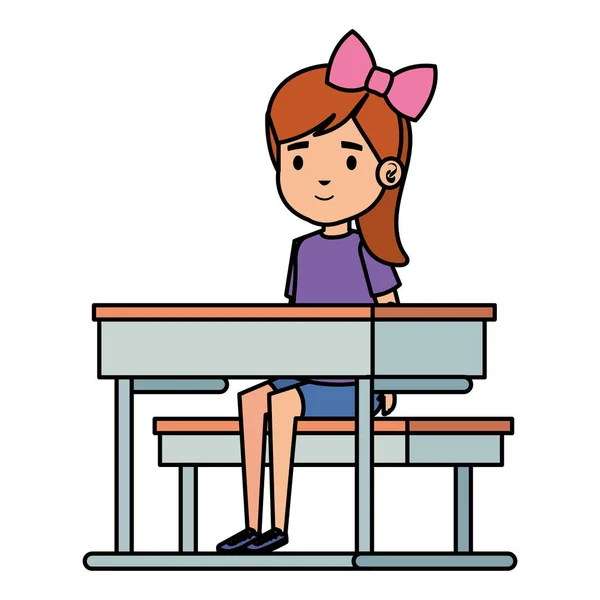 Heureuse étudiante assise dans le bureau de l'école — Image vectorielle