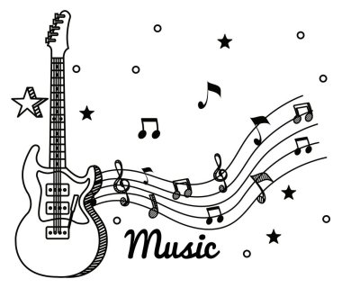 tiz clef ve demet ihlamur notaları ile quaver ile elektrik gruitar