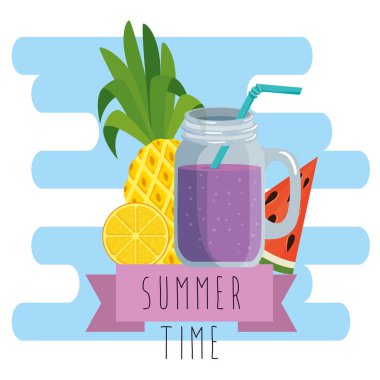 smoothie ve kurdele ile limon ve karpuz meyve ile ananas