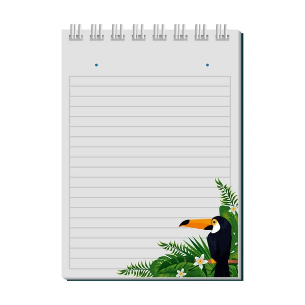 Notepad with tropical fauna print — Stock Vector