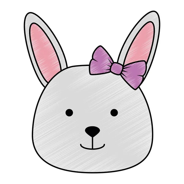 Mignonne icône de tête de lapin femelle — Image vectorielle